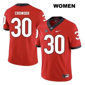 Women's Georgia Bulldogs NCAA #30 Tae Crowder Nike Stitched Red Legend Authentic College Football Jersey MBD1854SI
